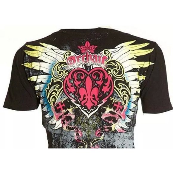 Archaic Affliction Women's T-Shirt DARLING Tattoo Biker Black - Picture 6 of 7